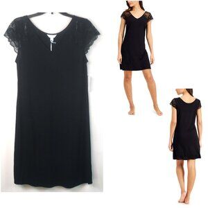 BIN Charter Club Lace Sleeve Chemise Nightgown Black Size XS or S New R $49.50